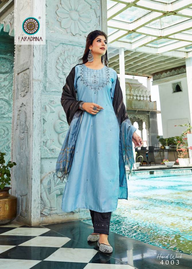 Aradhna Hand Work 4 New Exclusive Wear Fancy Kurti With Pant And Dupatta Collection